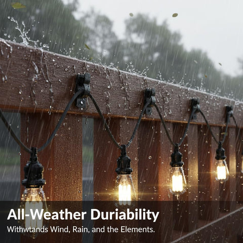 60Pack Outdoor String Light Clips & Screw Hooks – Weatherproof Garden & Patio Light Clips – Keep Your Lights Secure When the British Weather Turns