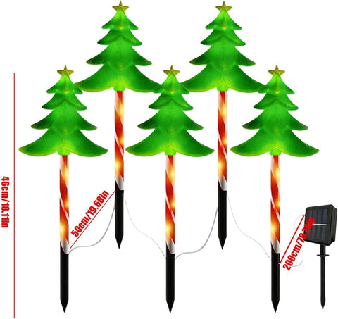Solar Christmas Decorations Outdoor 5 Piece Ambient Lighting Stakes