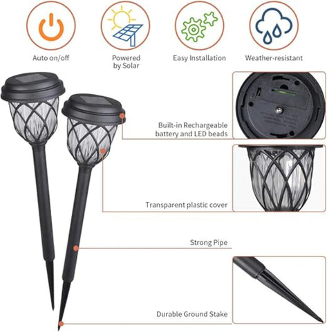 Easy installation solar-powered stake lights for path and garden illumination – UK

