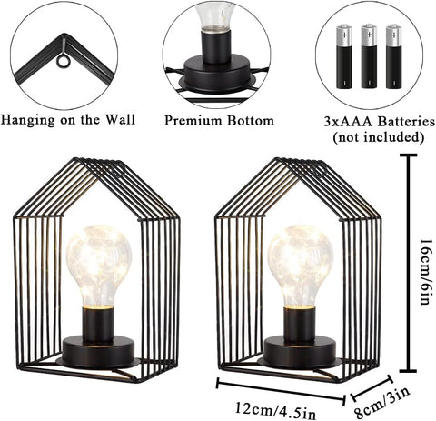 Battery Operated Table Lamp Set of 2 – 18cm Vintage Wall Sconce