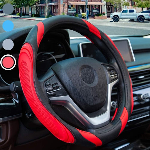 Car Steering Wheel Cover - Sportage Leather Anti-Slip Red 37-38cm