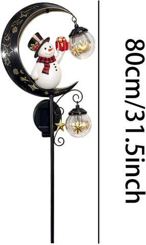 Snowman Stake Light, Solar Moon Design Garden Ground Lamp for Winter Decor