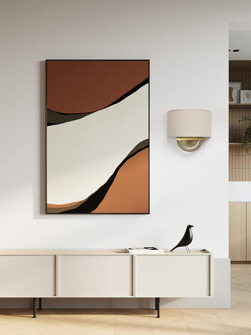 Antique Brass Fabric Wall Light 2 Light Indoor Sconce