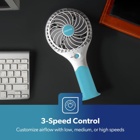 Rechargeable Mini Handheld Fan USB Portable 3 Speed 8Hr Runtime 2 Pack Pink Blue