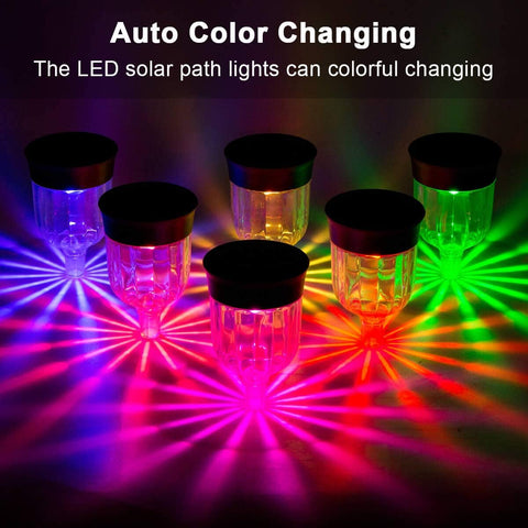 LED Solar Light Outdoor, SOMOKY 6 Packs Solar Pathway Lights with 7 Color Changing Waterproof IP65, Auto On/Off Outdoor Solar Landscape Lights/Pathway Lights for Lawn, Back Yard and Walkway