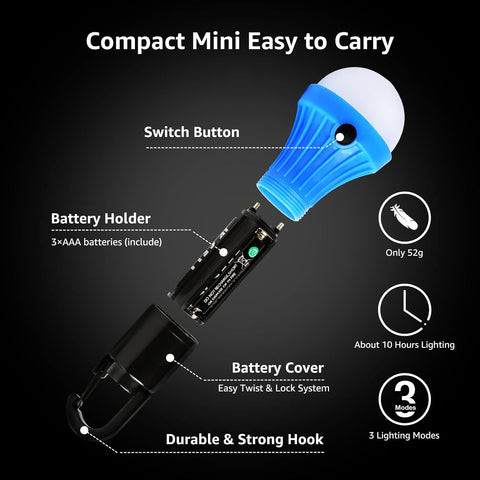 Camping lights with hook for hanging in tents

