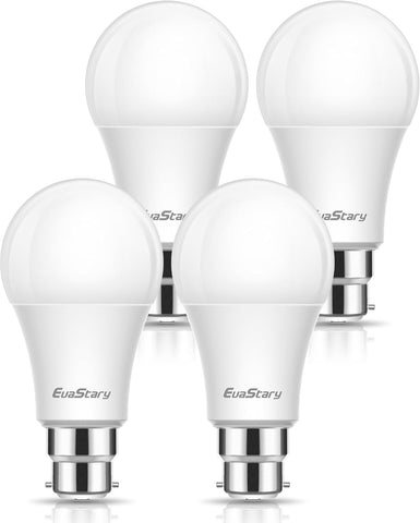 EvaStary 100W Bayonet Light Bulbs, 13W B22 LED Bayonet Bulbs Daylight White 6000K, BC A60 GLS Frosted Energy Saving Light Bulbs Bayonet, Non-dimmable, 4 Pack [Energy Class F]