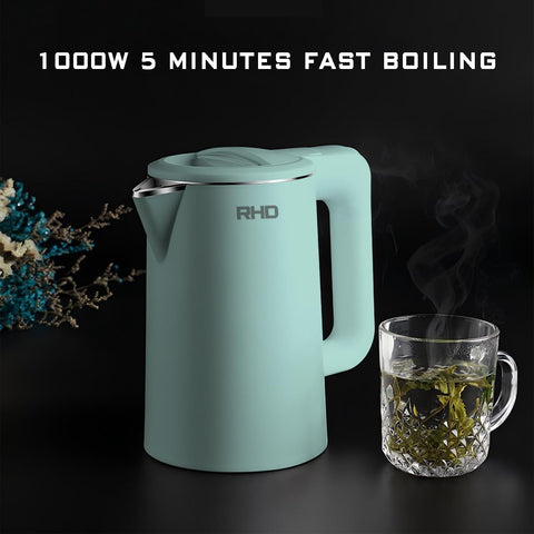 0.8L Small Electric Kettle – 1000W Fast Boil Stainless Steel Travel Teapot, Boil-Dry Protection & Auto Shut-Off – Green