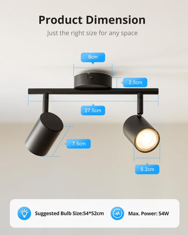 Adjustable GU10 Ceiling Light Fitting for Kitchen, Bedroom, Hallway