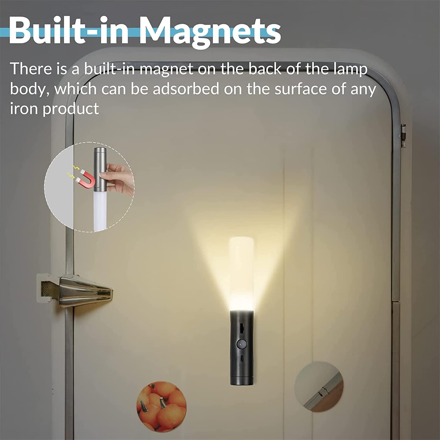 Wall-mounted lamp with built-in magnet吸附在门上