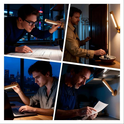 360° Rotatable Wooden Led Wall Lamp Magnetic USB Rechargeable Wall Sconces Battery Operated Led Night Light for Household