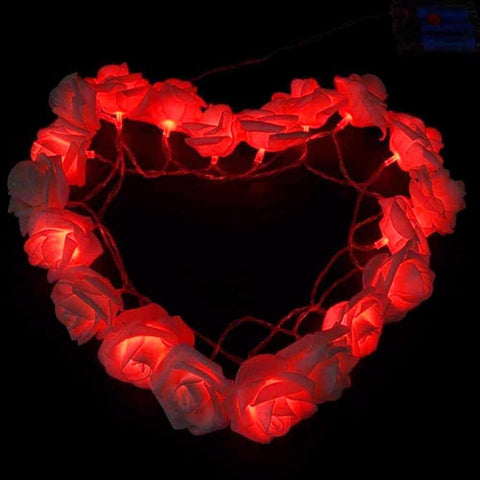 LED Rose Fairy String Lights, 8 Red Foam Roses, 1.45m Battery Operated Warm Light for Indoor Décor