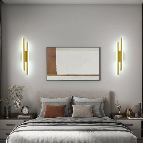 Modern LED Linear Wall Sconce 2 Pack Gold