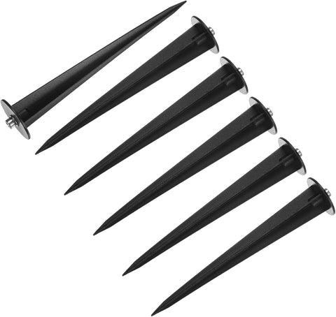 M METERXITY 8-Pack Metal Flood Light Ground Stake, 1.4" Diameter x 6.3" Height Outdoor Light Stakes Replacement for Landscape/Garden/Yard/Lawn/Pathway [Black]