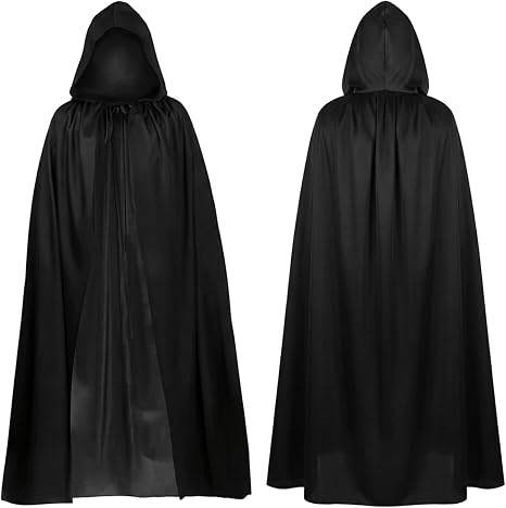 Black Hooded Cape 140cm – Adult Halloween Grim Reaper Cloak for Vampire, Wizard & Cosplay Costumes, Flowing Black Fancy Dress Costume Accessory