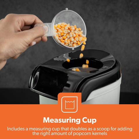 Geepas 1200W Electric Popcorn Maker – Oil-Free Hot Air Popper, White & Black