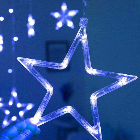 Star-shaped LED string light against a dark blue background