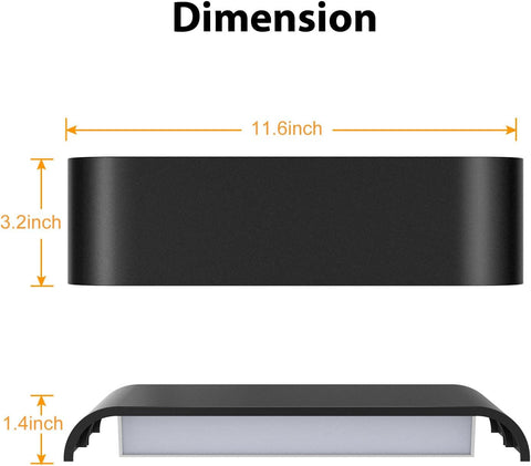 Indoor Led Wall Lights - 2 Pack 3000K/4500K/6000K Adjustable Color Temperature Wall Lights for Bedroom Living Room Kitchen Dining Room (Black, 2 Pack)