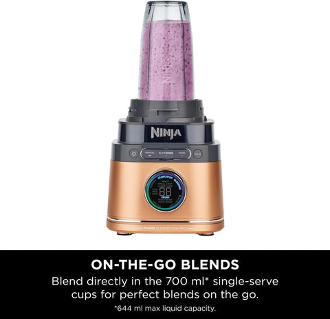 2-in-1 Detect Power Blender Pro – 1200W High-Speed Jug & Single Serve Blender – Smoothies, Frozen Drinks & Food Prep – Black/Copper