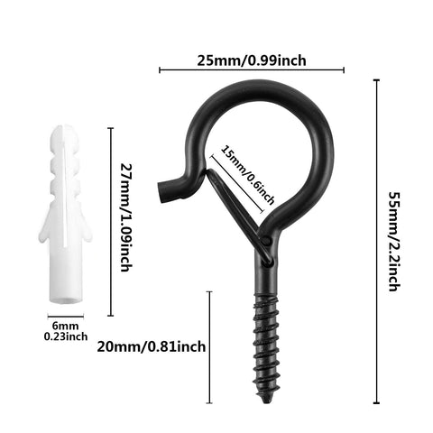 TAIHUIMY Screw Hooks for Outdoor String Lights – Q-Hanger Christmas Rope Light Clips with Safety Buckle for Plants, Wind Chimes & Decorations – Hang Everyday Things with a Little More Confidence