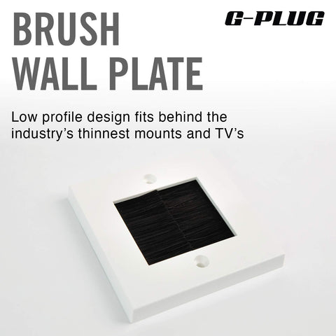 G-PLUG Cable Pass Through Wall Plate Faceplate with Brush – White Single Gang Cover for HDMI, TV, Ethernet, Speaker Wires – Easy to Install, Clean Cable Management Solution