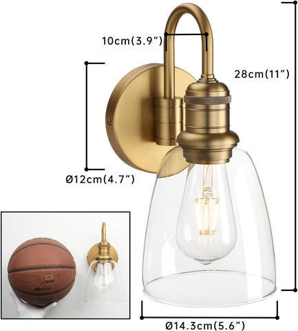 JIMUBEAM 1-Light Industrial Wall Sconce with Clear Glass Shade