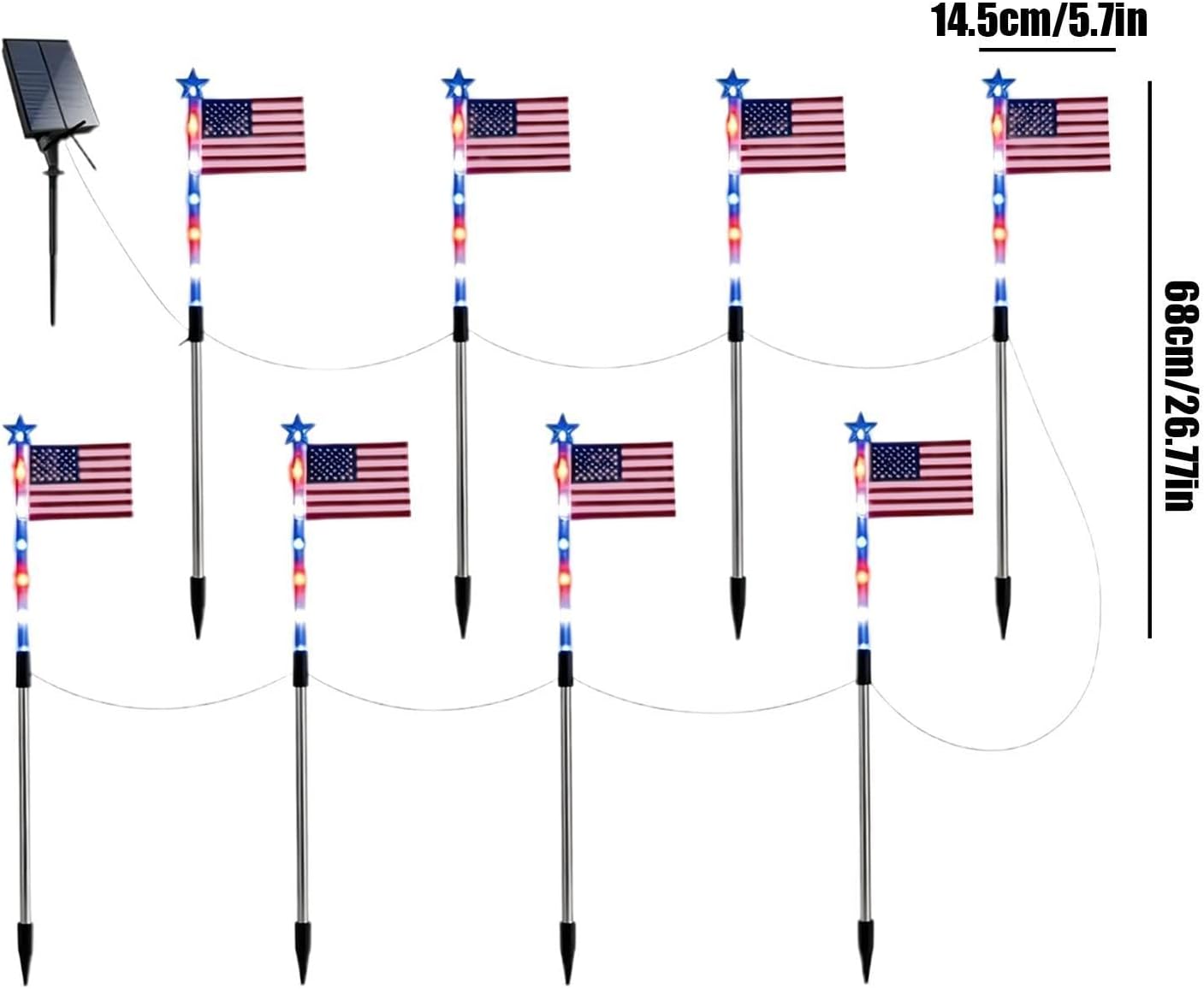 Solar Flag Light White Blue Waterproof Lighting with Timer