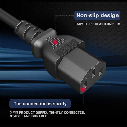 13A Fused 3 Pin Power Cable 1.5m for PC Monitor & TV