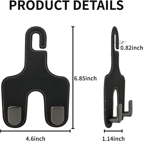 Car Bag Hooks, 2 Packs Leather Headrest Bracket Auto Storage Hook