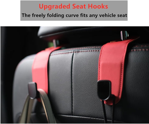 2 Pcs Leather Car Headrest Hooks – Universal Back Seat Hangers
