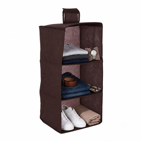 Premier Housewares 3-Section Hanging Garment Organiser, Blue – Lightweight Wardrobe Storage for Shoes, Clothes & Seasonal Essentials