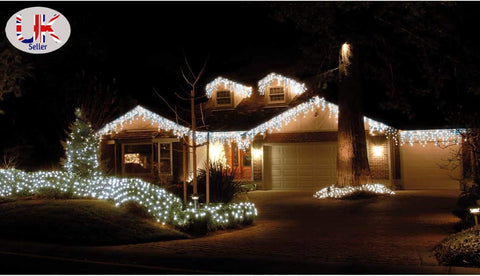 960 LED Icicle Outdoor Christmas Lights – 31.75m Cool White LED Christmas String Lights with 8 Lighting Functions for Indoor & Outdoor Festive Decoration - Turn Empty Edges Into a Winter Glow