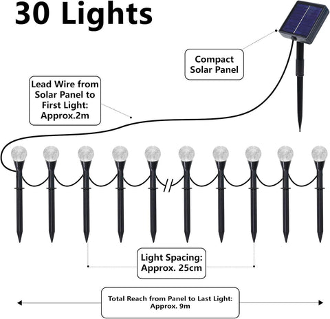 ENUOLI Solar Pathway Lights,30 LED Solar Strings Outdoor Waterproof(Multi)