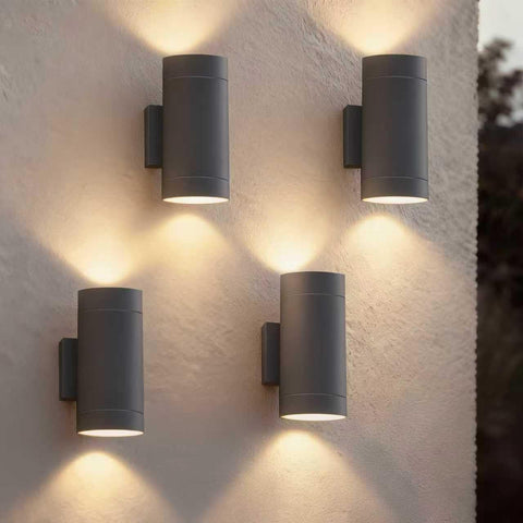 Outdoor Wall Light – IP54 Waterproof Up & Down Sconce, Anthracite Aluminium, Mains Powered GU10 Exterior Wall Lamps