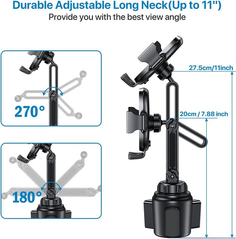 Miracase Car Cup Phone Holder Mount – 360° Adjustable Long Neck Stand Compatible with iPhone & Samsung