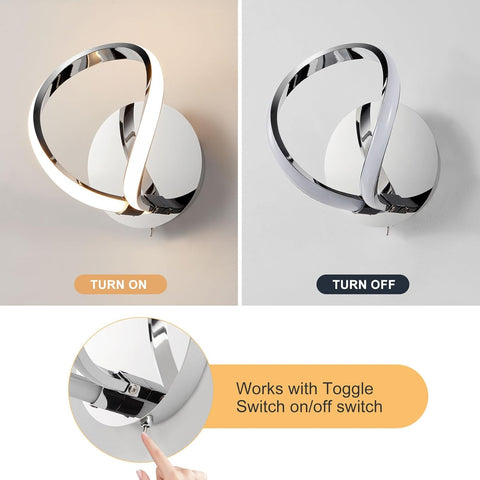 Halo LED Wall Light 12W Chrome with Toggle Switch