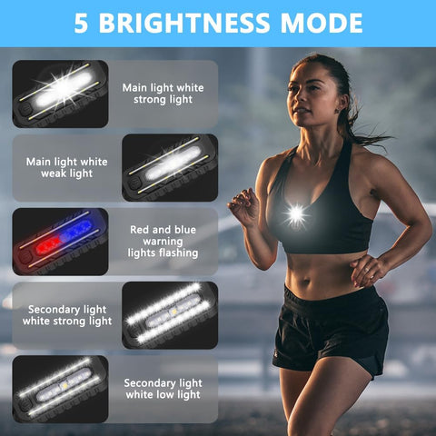 Clip-On Flashlight Running Light – 150 Lumen USB-C Rechargeable Safety Torch with 5 Modes, Hands-Free LED Work Light, IPX4 Waterproof