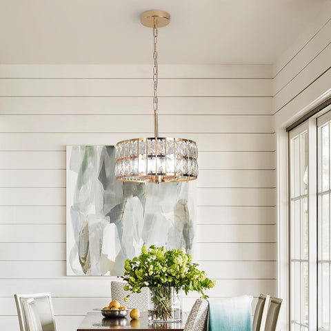 Modern Crystal Chandelier Ceiling Light Gold Semi Flush Pendant Lamp