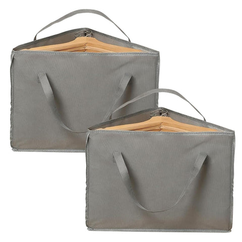Hbzunt 2 Pack Clothes Hanger Storage Bags, Foldable Oxford Fabric Organisers with Carry Handles for Wardrobe Hanger Storage, Black