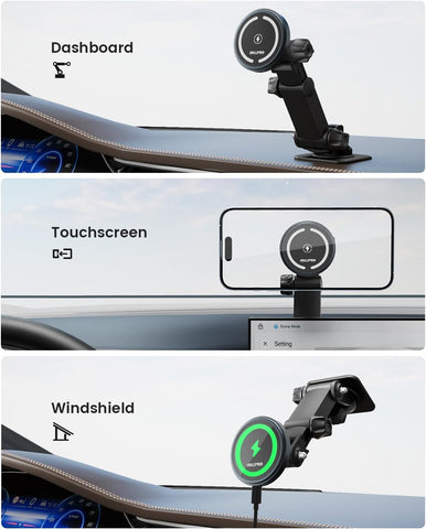 OHLPRO MagSafe Car Mount Charger for iPhone 16 15 14 13 Pro Max – Black