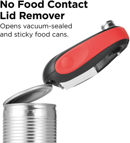 Kitchen Mama One-to-Go Electric Can Opener – One-Touch, Auto Detect & Stop, Smooth Edge, Lid Lift, Battery Operated (Red)