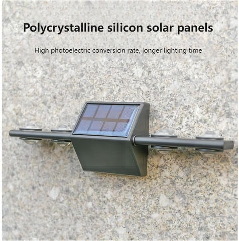 SOLARI Pack of 2 Solar Wall Lights Outdoor Split Design 8 LED Polysilicon Warm White Solar IP65 Light. Outdoor Daylight Sensor Garden/House Wall, Staircase, Fence Light. Dusk to Dawn Auto On/Off.
