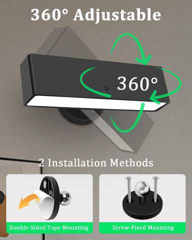 Battery Operated Magnetic Wall Lights Set of 2 – Rechargeable LED Sconces