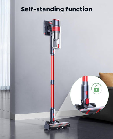SunSare Cordless Vacuum Cleaner 600W/50KPa Powerful Suction, 65Mins Runtime with Touchscreen AUTO Mode, 1M Hose, Anti-Tangle, Self-Standing & Wall-Mounted Stick Vacuum for Carpet, Floor & Pet Hair