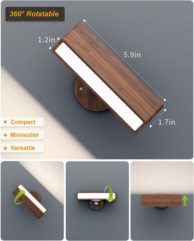 Wireless Rechargeable Wall Sconces Set of 2 with Remote