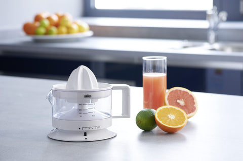 Braun CJ3000 Electric Citrus Juicer – 350ml Bowl, Adjustable Pulp Control, Auto Start/Stop, Easy Clean – White