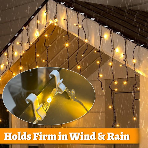 160 Pack Gutter Clips for Outdoor String Lights – S-Shaped Hooks for Christmas, Fairy, Festoon & LED Rope Lights – Line Your Outdoor Space with Lights Without Drilling