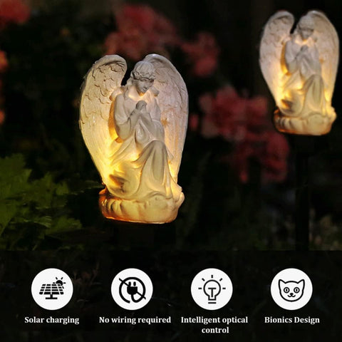 Solar Angel Light Outdoor Waterproof Resin Angel Stake Lights for Outdoor Garden Light Decoration