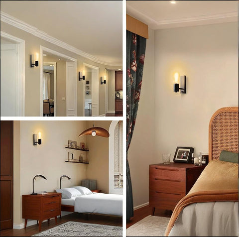 Black Dimmable Industrial Wall Lights with Switch 2 Pack