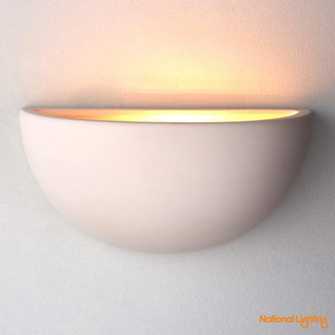 Modern Decorative Paintable Bowl Shaped E27 LED Compatible Dimmable Hallway Lounge Wall Uplighter